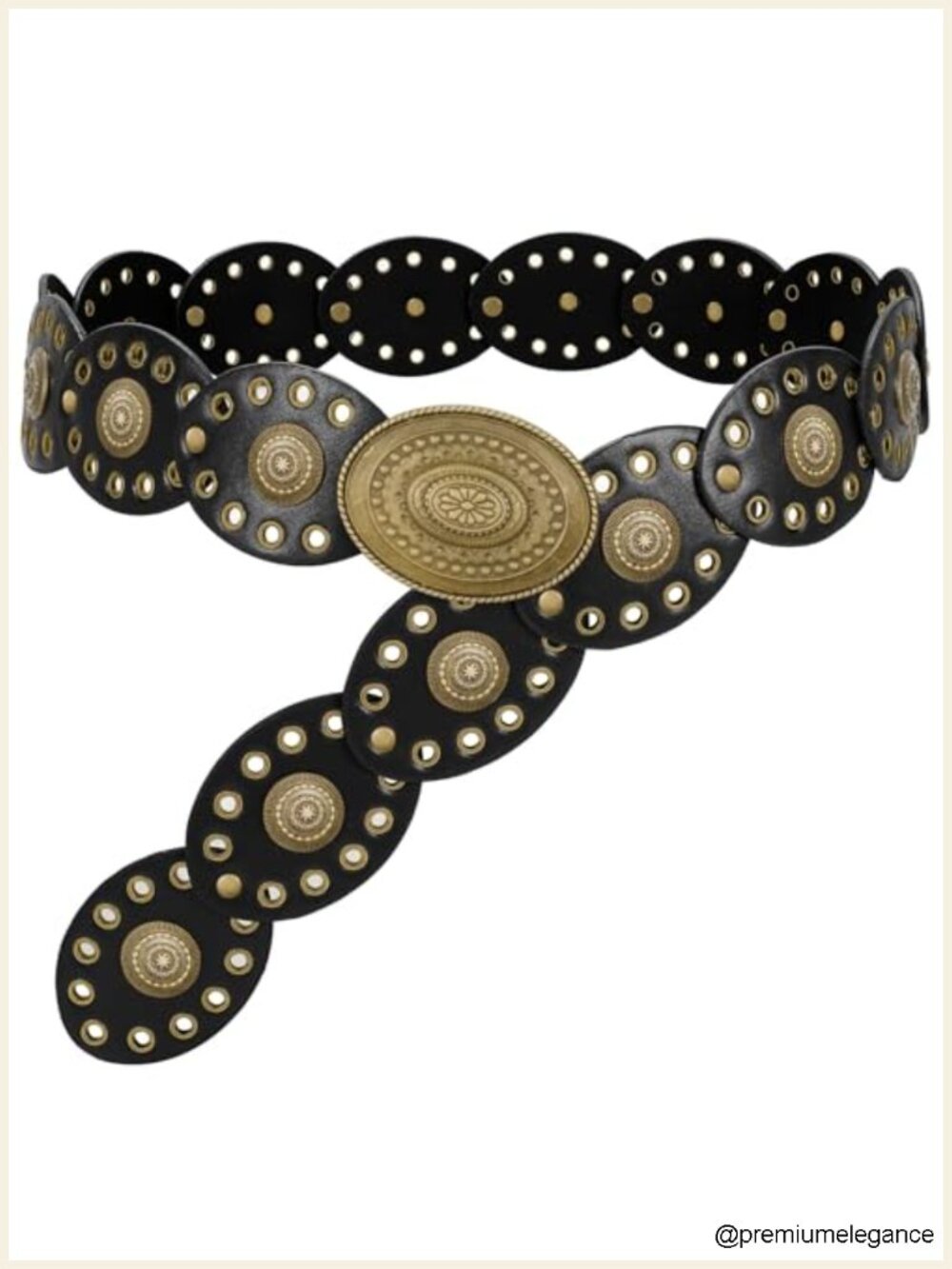 Women's Western Belt with Disc Conchos PU Leather Adjustable Hook Eye Closure